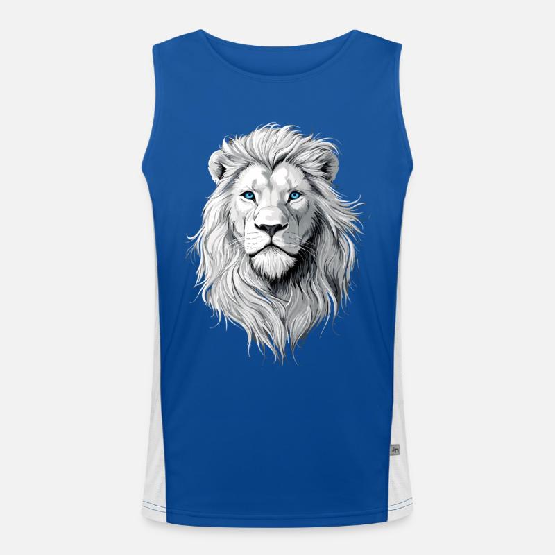 Lion White Lion Head Mane Predator Art Men's Functional Contrast Tank Top 