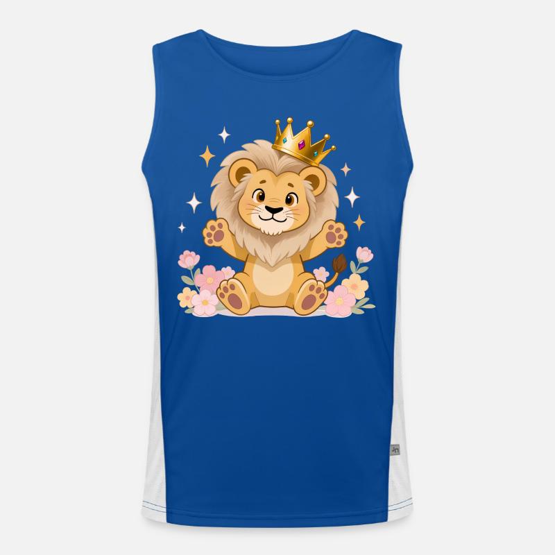 🦁 Lion avec couronne et fleurs Débardeur respirant contrasté Homme 