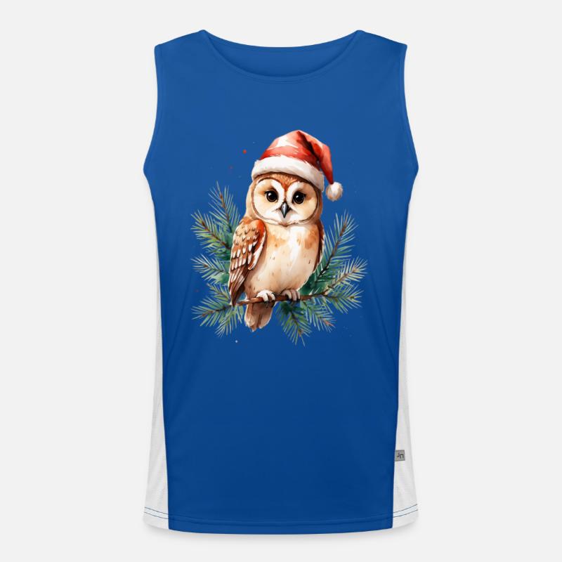 Hibou de Noël au chapeau de Père Noël Débardeur respirant contrasté Homme 
