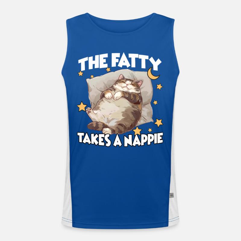 Gift for cat lovers & late risers Men's Functional Contrast Tank Top 