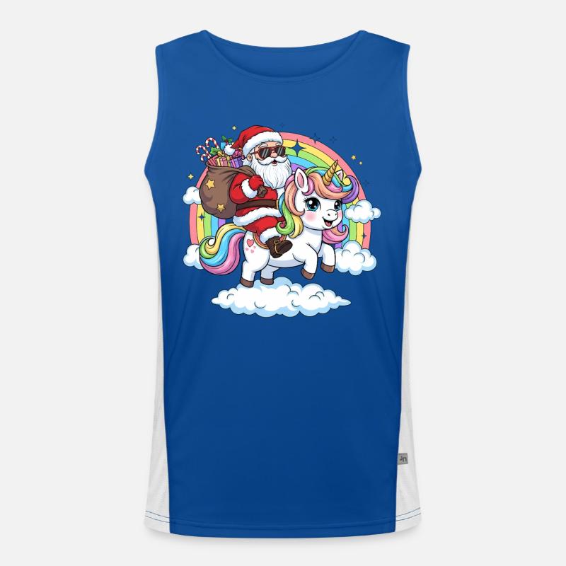 Weihnachtsmann Einhorn  Funktionelles Kontrast-Tank Top für Männer 