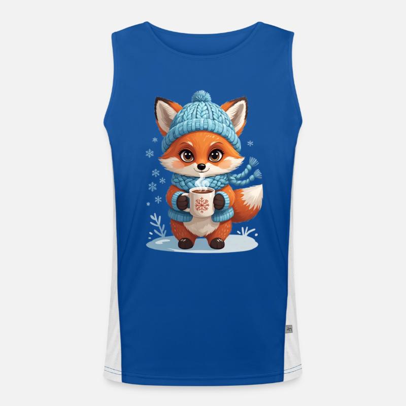 Winter fox with cocoa - Men's Functional Contrast Tank Top  - royal/white