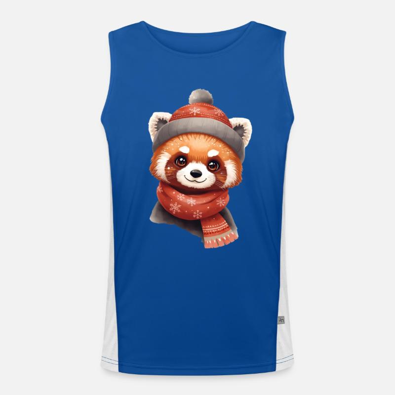 Panda d’hiver avec chapeau et écharpe Débardeur respirant contrasté Homme 