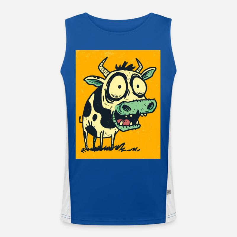 Pop Art Kuh mit riesigen Augen Funktionelles Kontrast-Tank Top für Männer 