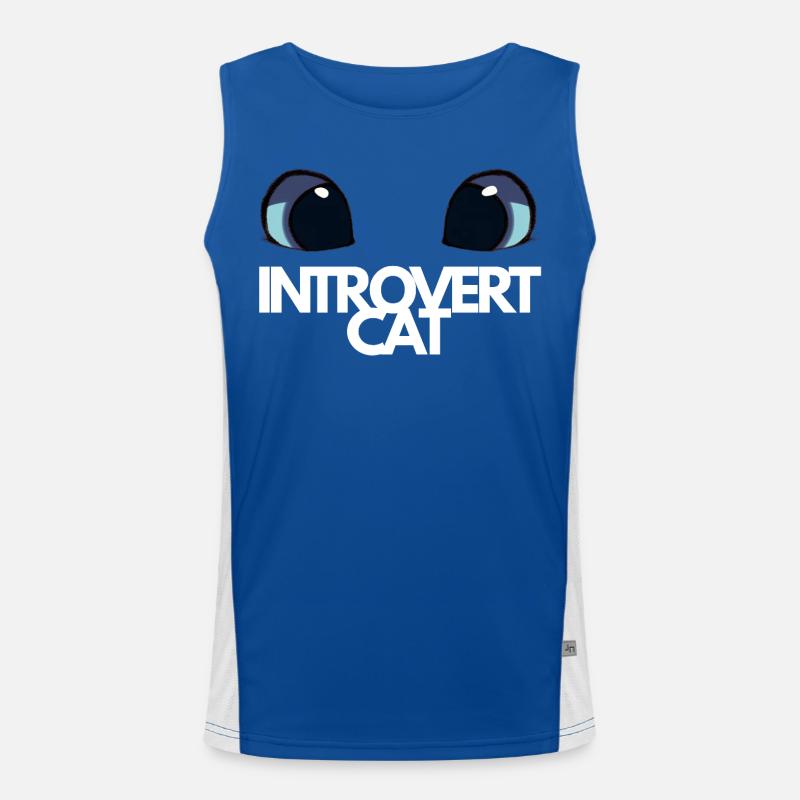 Introvert Cat Blue Eyes - Men's Functional Contrast Tank Top  - royal/white