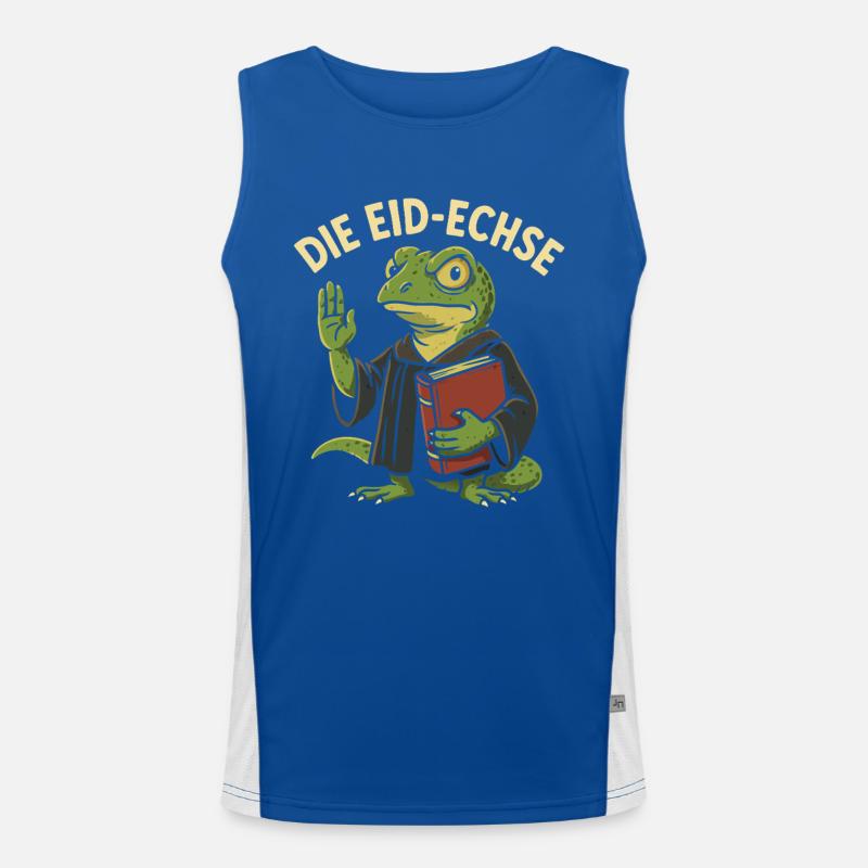 Die Eid-Echse als lustiger Justiz-Gag Funktionelles Kontrast-Tank Top für Männer 