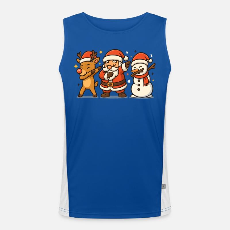Weihnachtsmann Rentier Schneemann Dabbing Funktionelles Kontrast-Tank Top für Männer 