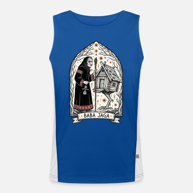 Baba Yaga Dunkle Slawische Hexenkunst Funktionelles Kontrast-Tank Top für Männer 