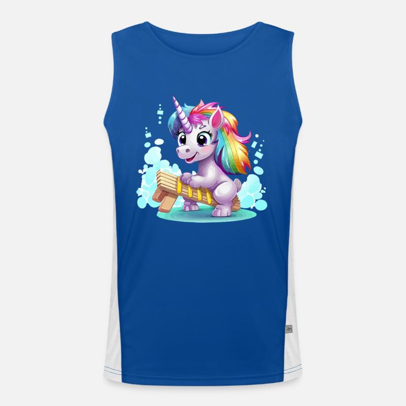 Regenbogen Einhorn Schlitten Funktionelles Kontrast-Tank Top für Männer 