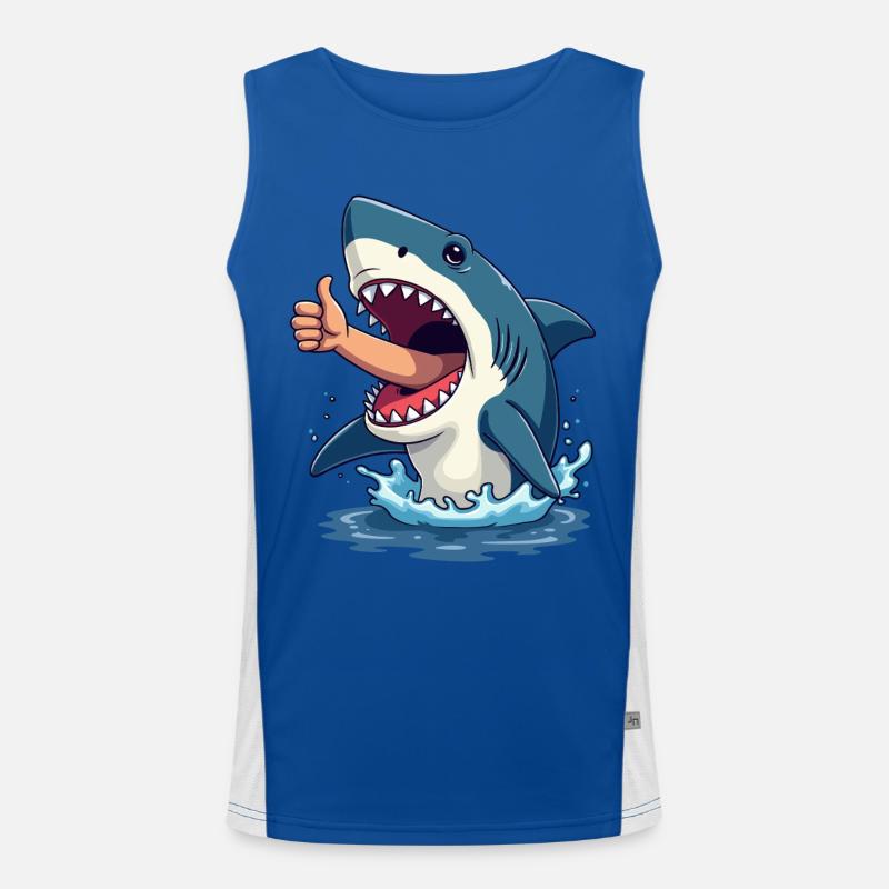 Shark thumbs up humor all the best Men's Functional Contrast Tank Top 