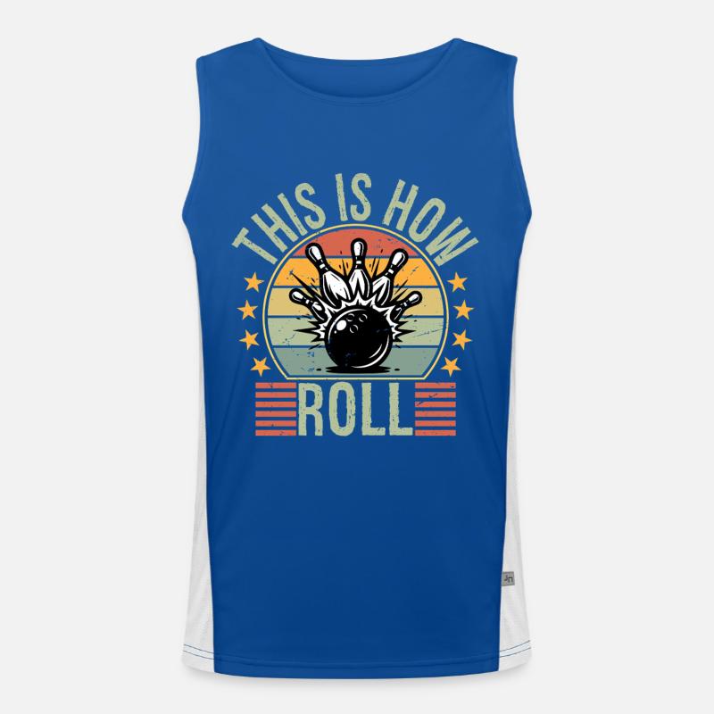 This Is How I Roll Retro Bowling Bowler Funny Funktionelles Kontrast-Tank Top für Männer 