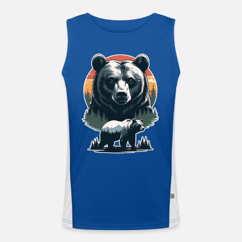 Forest bear at sunset - Men's Functional Contrast Tank Top - royal/white