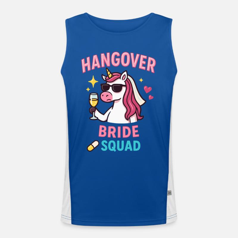 Hangover Bride Squad, JGA Einhorn Team Funktionelles Kontrast-Tank Top für Männer 
