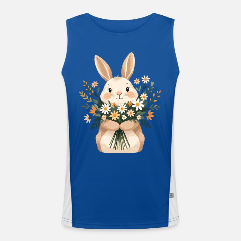 Bunny with spring bouquet - Men's Functional Contrast Tank Top  - royal/white