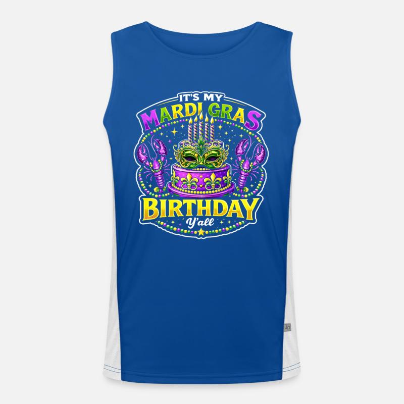 Mardi Gras Geburtstag Maske Funktionelles Kontrast-Tank Top für Männer 