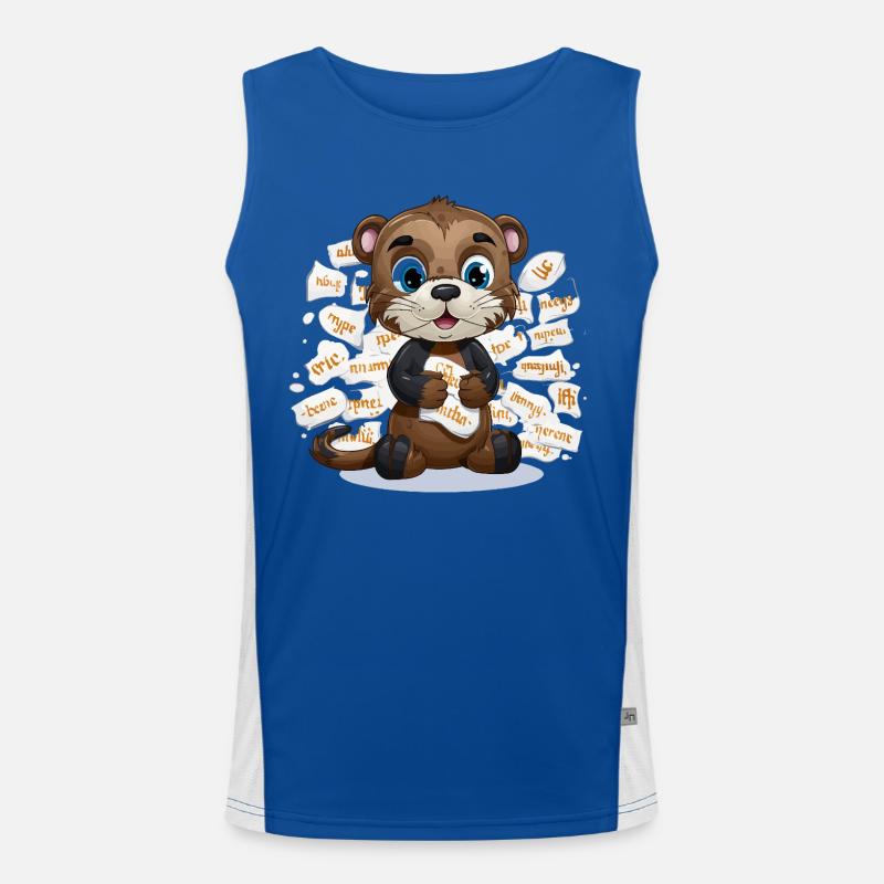 Lernotter mit Papierchaos Funktionelles Kontrast-Tank Top für Männer 