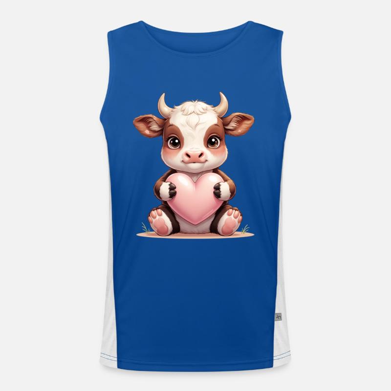 Kuhbaby mit Herz Funktionelles Kontrast-Tank Top für Männer 
