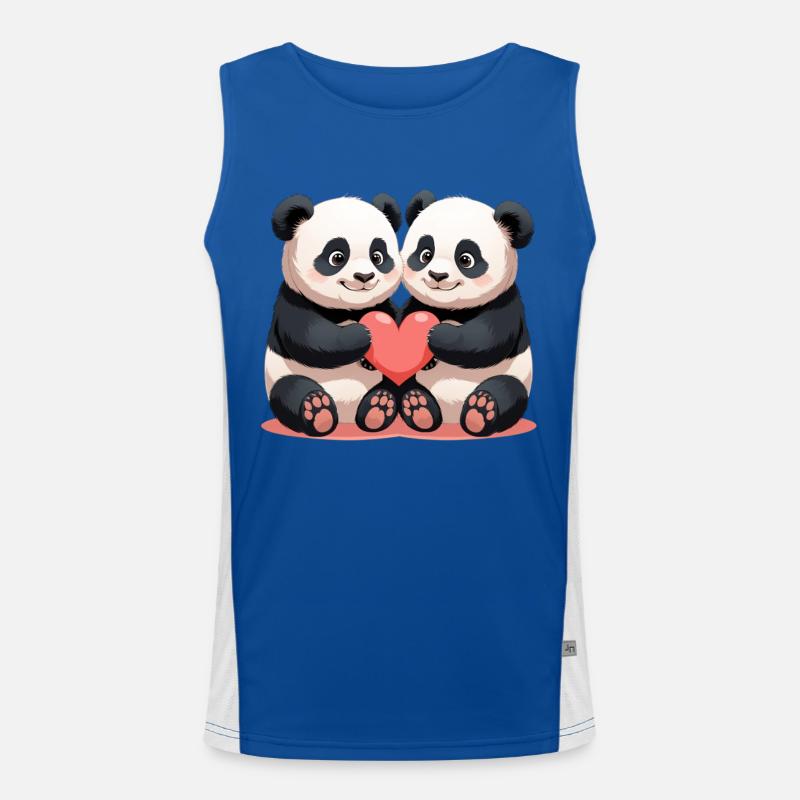 Câlin du duo de cœurs de panda Débardeur respirant contrasté Homme 