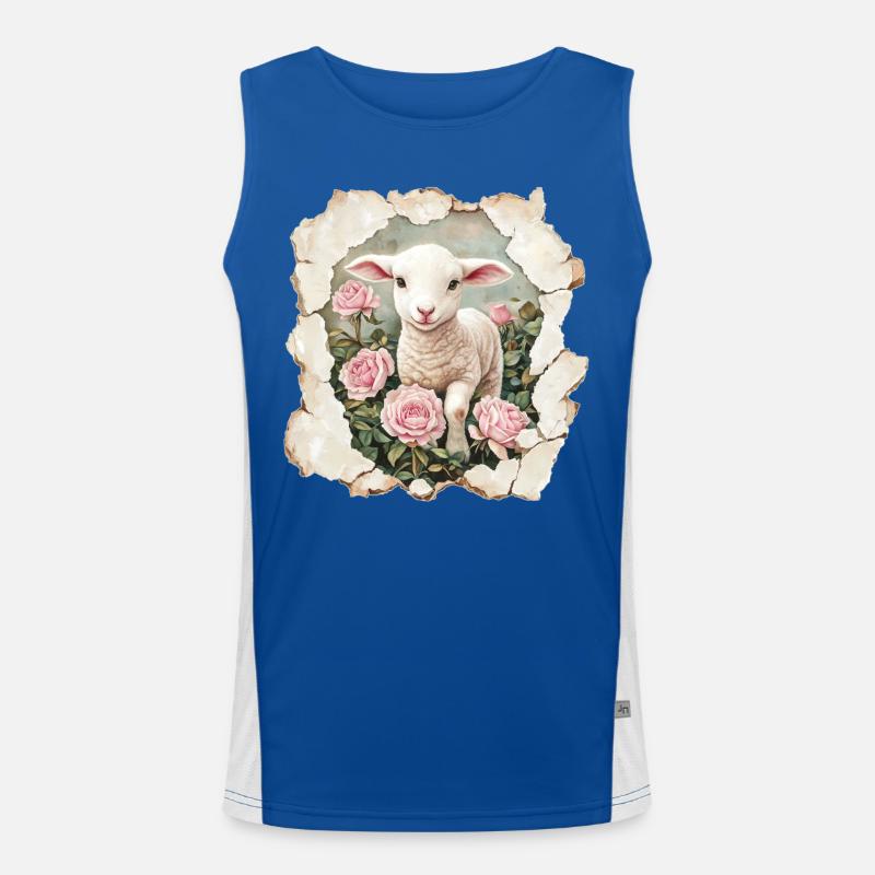 Lamm mit Schmetterling Funktionelles Kontrast-Tank Top für Männer 