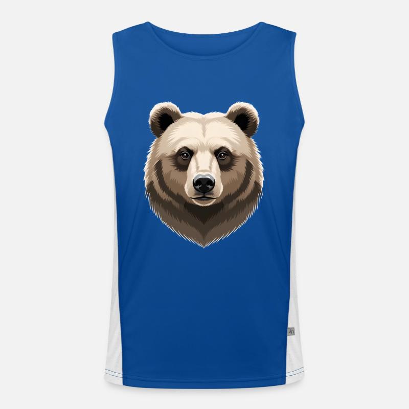 Forest Bear Head Illustration - Men's Functional Contrast Tank Top  - royal/white