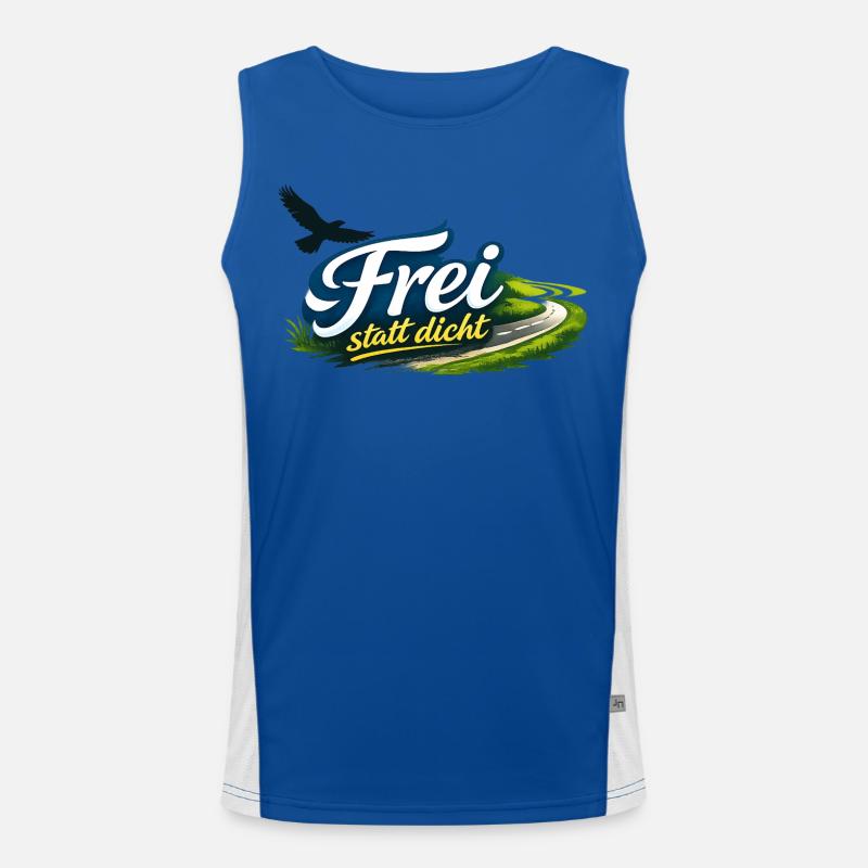 Libre plutôt que dense – sobre. Fort. Libre. Débardeur respirant contrasté Homme 