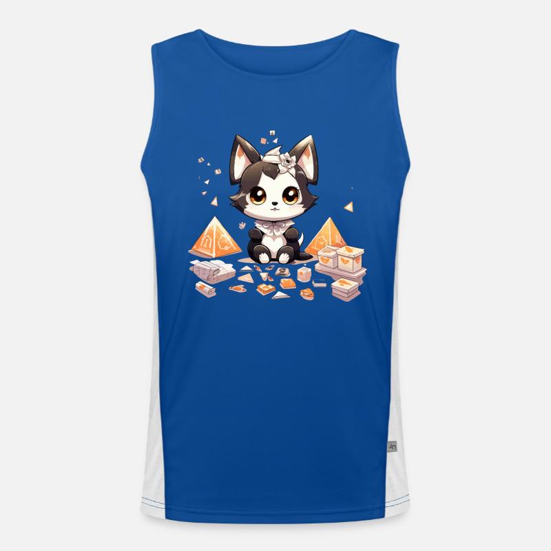 Chibi Dog Puppy Diamond Treasure Men's Functional Contrast Tank Top 