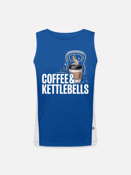 Kaffee & Kettlebells Duo - Funktionelles Kontrast-Tank Top für Männer  - Royal/Weiß - Vorne