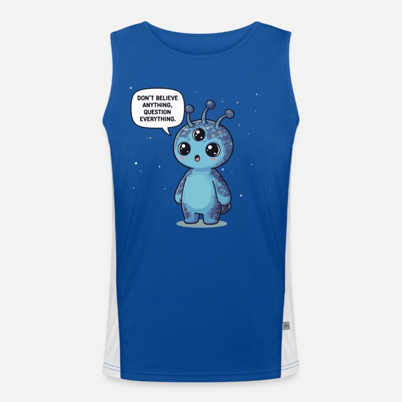 Cute Alien: Statement - Question everything - Men's Functional Contrast Tank Top  - royal/white