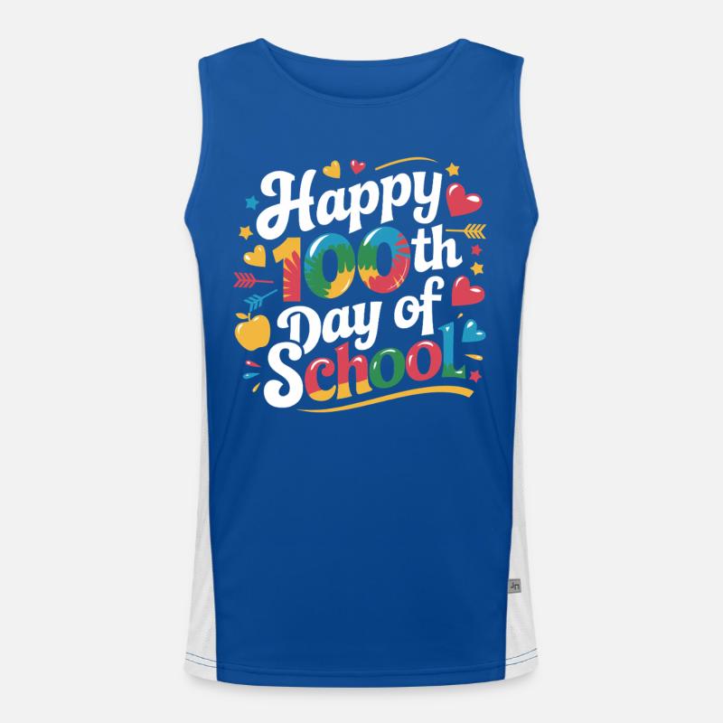 Hundertster Schultag Design Funktionelles Kontrast-Tank Top für Männer 