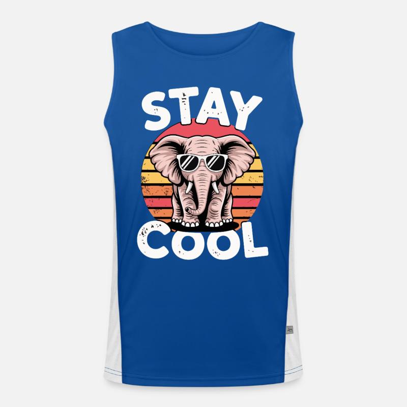 Stay Cool Elefant - Kinder Retro Funktionelles Kontrast-Tank Top für Männer 