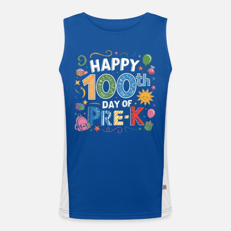 Hundertster Tag der Vorschule Funktionelles Kontrast-Tank Top für Männer 