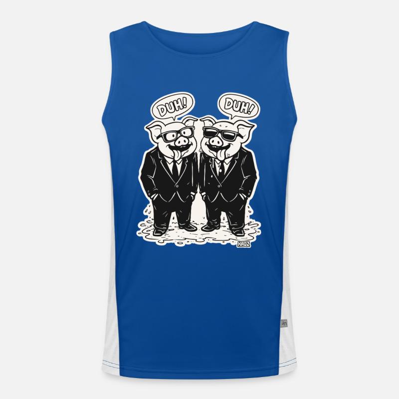 Pig duo in suit with DUH Men's Functional Contrast Tank Top 