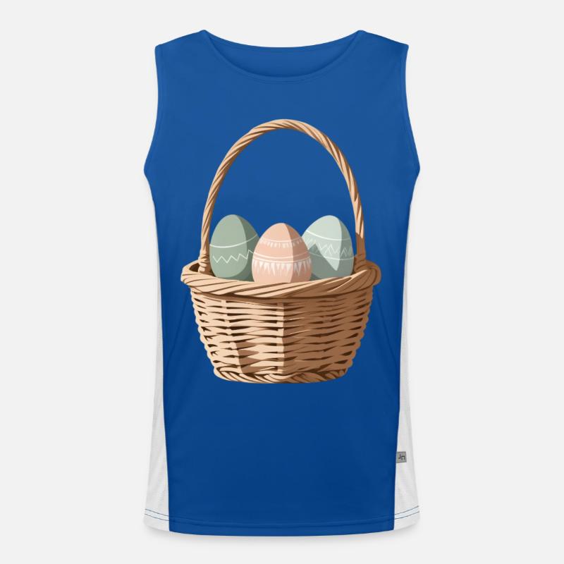 Pastel eggs in a basket - Men's Functional Contrast Tank Top  - royal/white