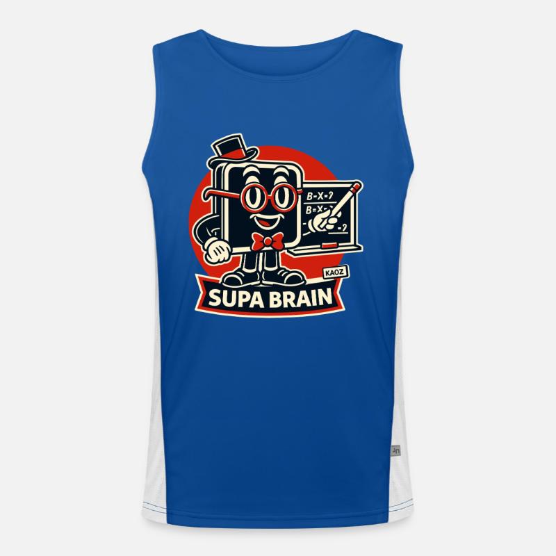 Supa Brain Brain Math Hero Men's Functional Contrast Tank Top 