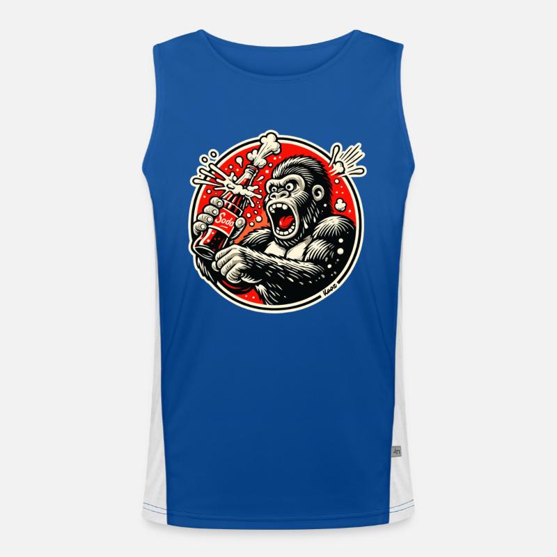 Soda gorilla in retro comic Men's Functional Contrast Tank Top 