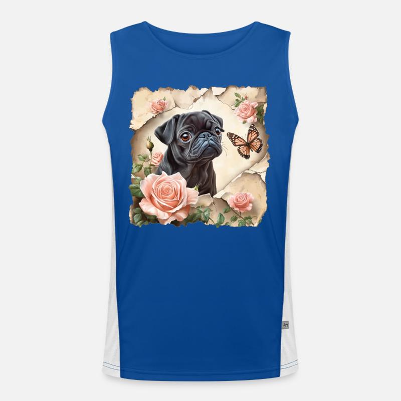 Schwarzer Mops mit Schmetterling Funktionelles Kontrast-Tank Top für Männer 