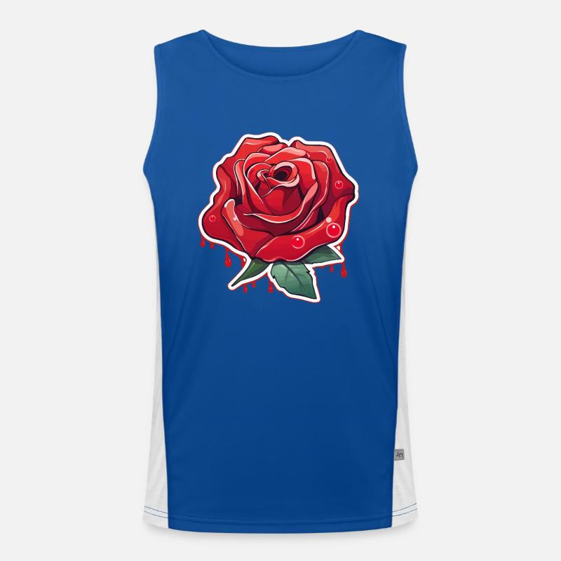 Blutrote Rose Tattoo Stil Funktionelles Kontrast-Tank Top für Männer 