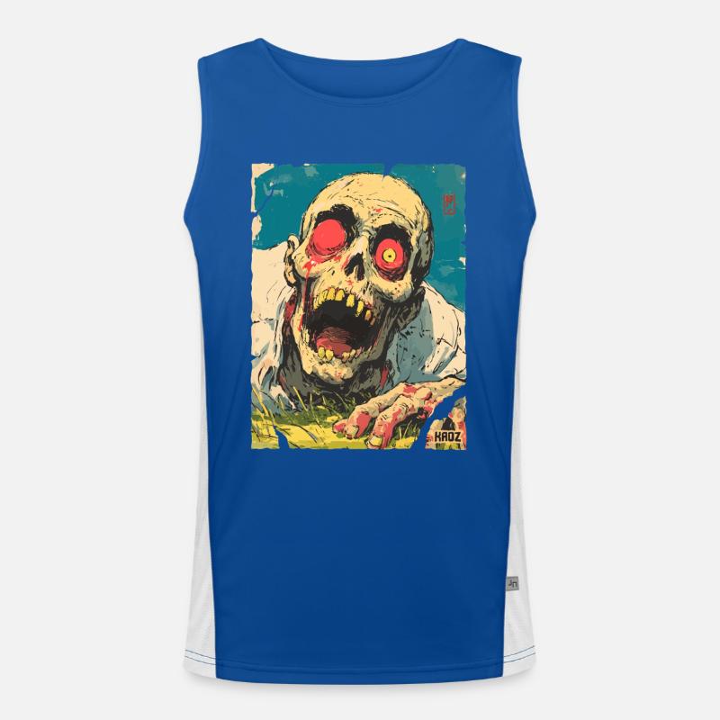 Zombie Skull Face with Red Eye Horror Men's Functional Contrast Tank Top 