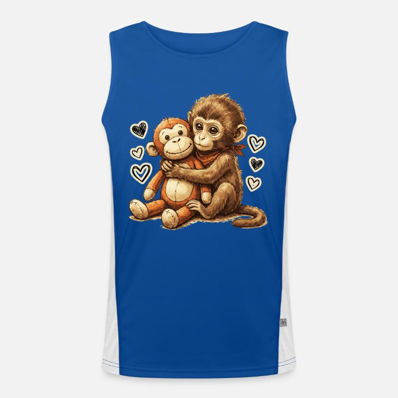 Umarmender Affe mit Plüschherzen trendiger Tierzoo Funktionelles Kontrast-Tank Top für Männer 