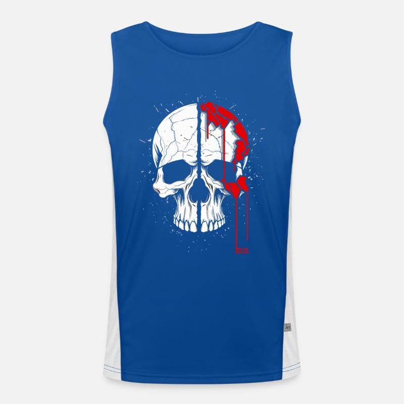 Split skull with red paint Men's Functional Contrast Tank Top 