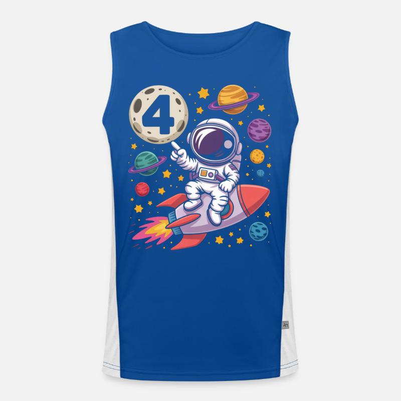 Astronaut on Space Rocket Four Men's Functional Contrast Tank Top 
