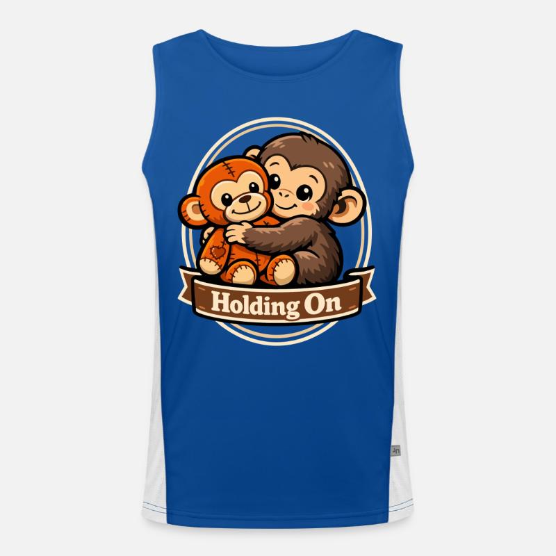 Ängstlicher Affe Kuscheltier Herz Funktionelles Kontrast-Tank Top für Männer 