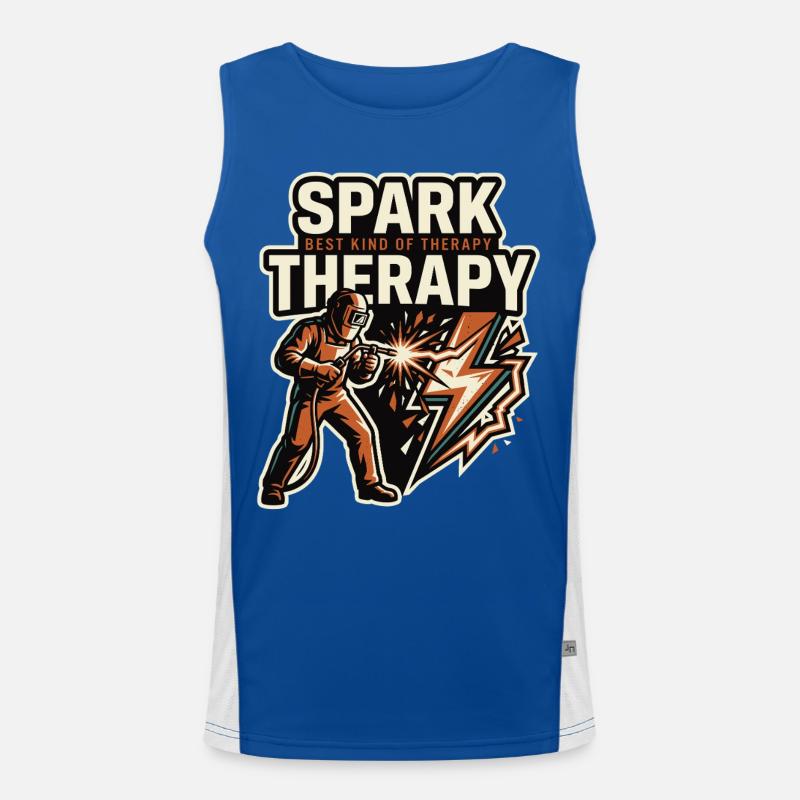 Spark Therapy Welding Spark Motif - Men's Functional Contrast Tank Top - royal/white