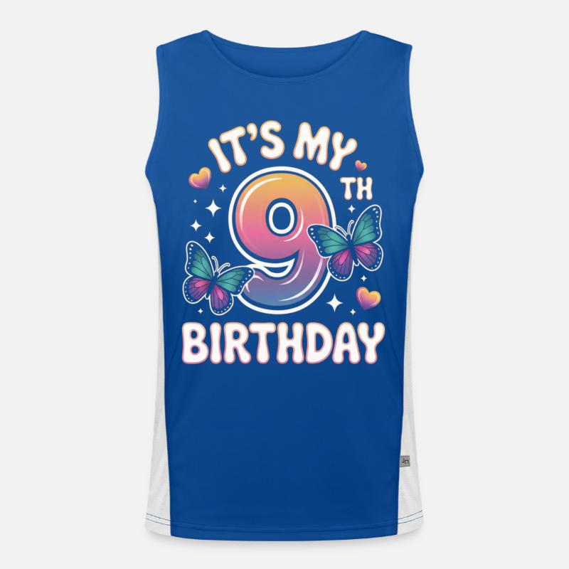 Neunter Geburtstag Farbkreis 9 Funktionelles Kontrast-Tank Top für Männer 