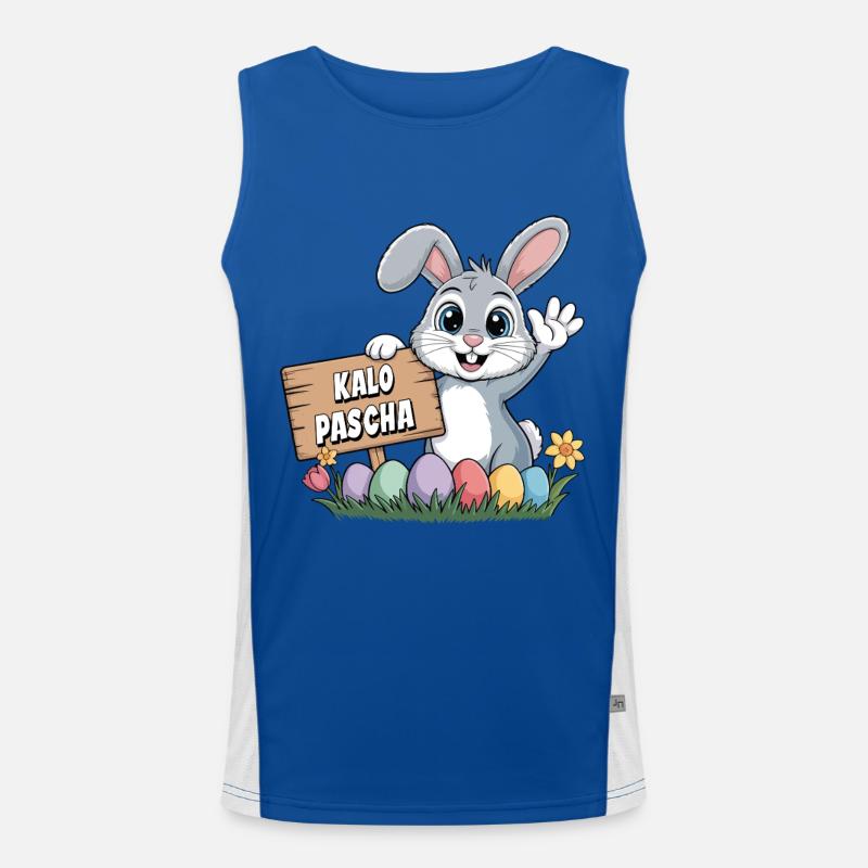 Kalo Pascha Easter Rabbit Greek Easter - Men's Functional Contrast Tank Top - royal/white