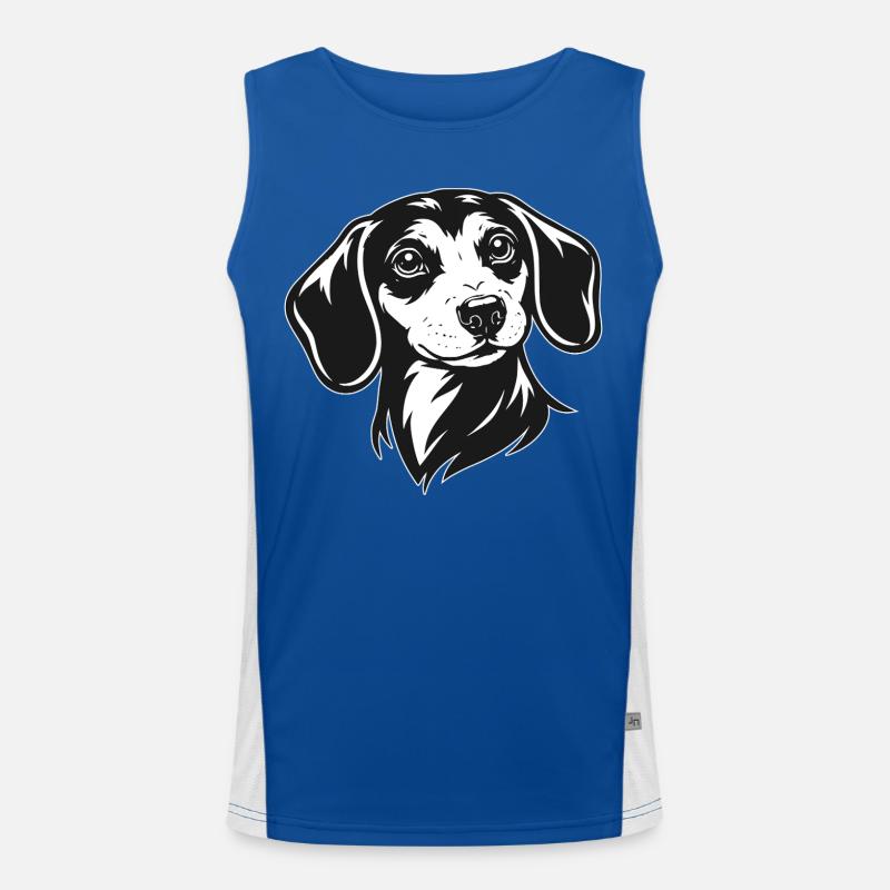 Dackel Portrait Funktionelles Kontrast-Tank Top für Männer 