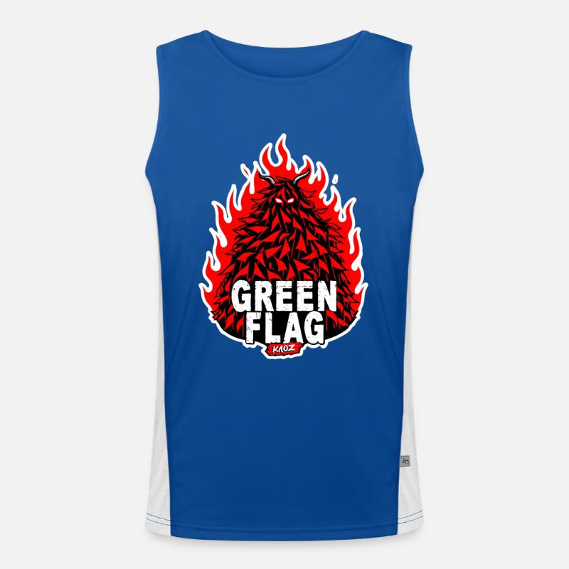 Flaming Green Flag Crest Men's Functional Contrast Tank Top 