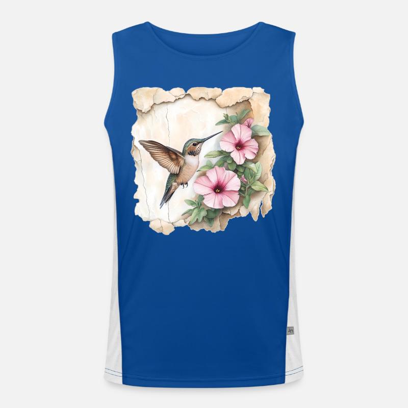 Colibri avec des fleurs Débardeur respirant contrasté Homme 
