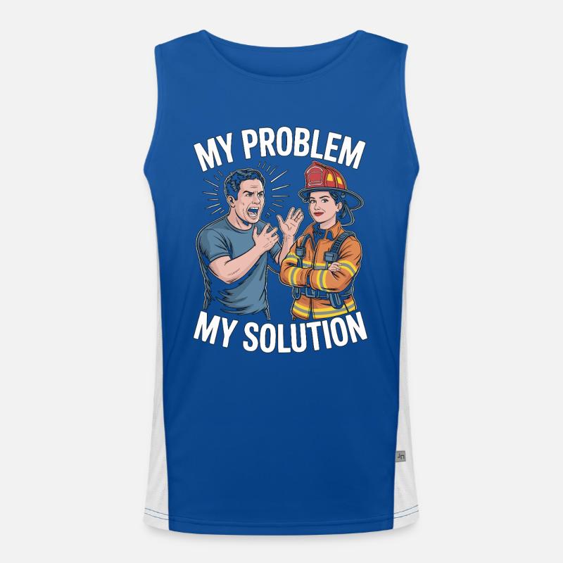 Fire Lieutenant My Problem My Pictogram Mom Dad Men's Functional Contrast Tank Top 