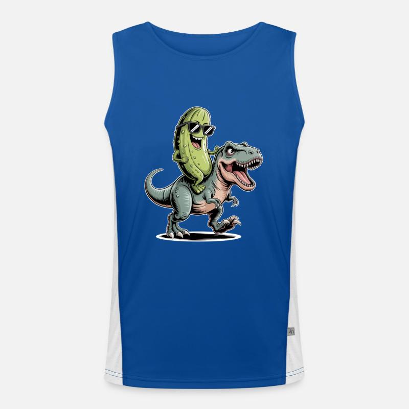 Sour cucumber rides dinosaur - Men's Functional Contrast Tank Top  - royal/white